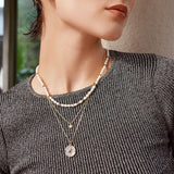 [Worn by TWICE Tzuzu] Gold Sphere Pave 925 Silver + 14k gold platingNecklace N061-01G