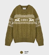 Jake Nordic Cable Overfit Round Long Sleeve Knit