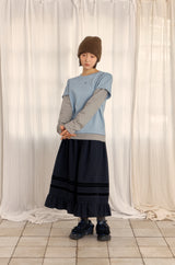 ロゴレイヤードストライプTシャツ (SKY BLUE)