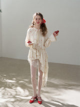 Cotton Embroidered Lace Flower Beads Romantic Dress