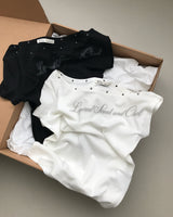 [ORIGINAL] Off-Shoulder Stud Short-Sleeve T-Shirt
