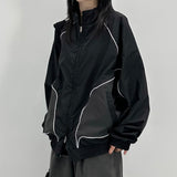 piping mesh blouson jacket