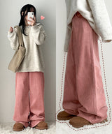 Pled corduroy wide pants[3 Tier Length]
