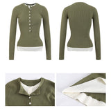 high-neck button bold ribbed loose fit knitwear