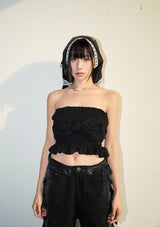 bow tube top - black