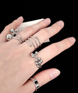 4set Unique Drop Silver Ring Set