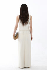KNIT TEXTURE LONG SKIRT_IVORY