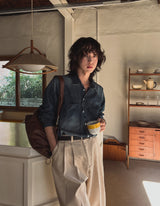 フォーエバーオーバーフィットクロップデニムシャツ