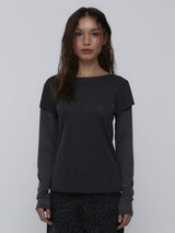 Layered Long Sleeve Top_Charcoal