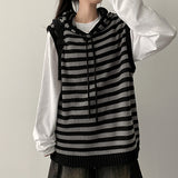 Bead Dangara Stripe Knit Hooded Vest