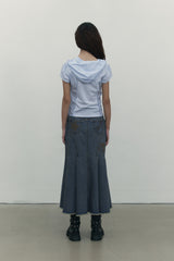 COLOR MIX SLIM FIT SHORT SLEEVE HOODIE [SKY]