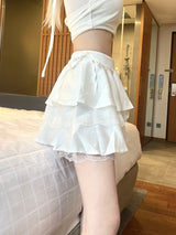 1196. Satin ribbon lace cancan mini sk (3color)