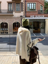Bow Wide Hooded Knitwear Zip-Up Cardigan
