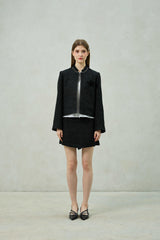 AGLOW TWEED SKIRT PANTS / BLACK