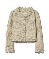 85-VIVAJ050 Line Point Crop Tweed Jacket BROWN