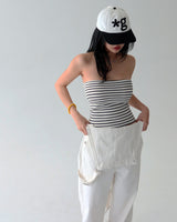 Stripe Ribbed Crop Tube Top