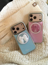 Dotwing Magsafe Silver Glass Bumper Case(Pink)