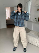 チェックフード付きウィンドジャケット (3C)