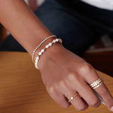 Low Bezel Set 925 Silver + 14k gold plating Bracelet B058-06G