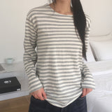 コンテストライプ オーバーサイズフィット 長袖Tシャツ