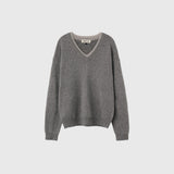 レイヤードVネックニットプルオーバー [MELANGE GREY]