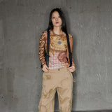 original graffiti puppy print tight bottoming shirt top