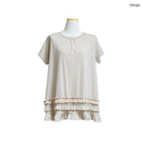 (2color) Dot Frill Flare Short Sleeve Tee