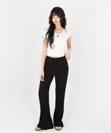 LAYERED STRAP HALF T-SHIRT [4color]
