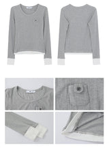 Pocket Layered Round Long Sleeve T-Shirt