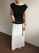 リベットボートネックTシャツ (3color)