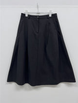 Two-pin tuck cotton flare skirt