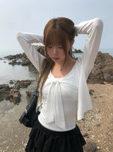 Dou Lace Tiered Banding Mini Skirt