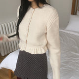 Benson waffle frill knit cardigan