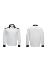 Colorblock Sequin Draped Shoulder Shirt