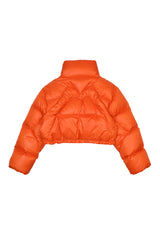 EMBROIDERED CROP PUFFER JACKET ORANGE