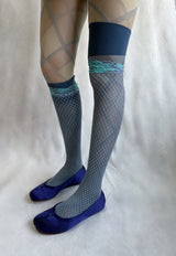 Blue flower mesh socks