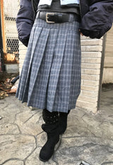(ウール) チェックプリーツミディスカート