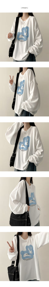 Rabbit ボクシーフィット 長袖Tシャツ