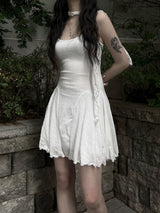 flared scarf mini dress (2color)