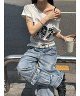 [Unisex] マルチカーゴデニムパンツ(3color)