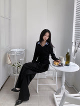 Troye Strap Point Semi-Formal Wide Long Pants (3 Colors)