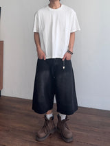 Plain Washed Bermuda Denim (2color) (No.961)
