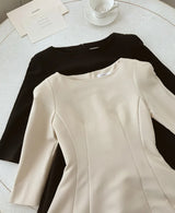 Deels Boat-Neck Puff Three Quarter Flare Long One Piece