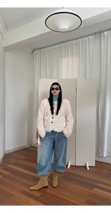 Beads Burton No Collar Round Fur Jacket