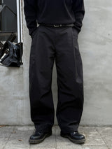 (fleece ver) アンバランスピンタックカーブパンツ