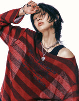 [0058] Lettering Stripe Knit (Red)