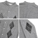 Scent Leather Patch Argyle Cardigan