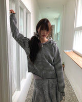 ソアンストライプ2wayニットフードジップアップ