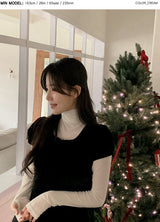 Wool Tencel Turtleneck Arm Warmer T-shirt (5color)