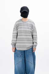 フレーズストライプニットロングスリーブTシャツ